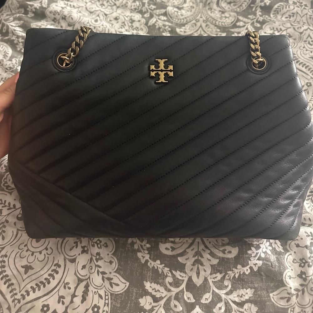 Tory Burch Kiva Chevron Tote (minor damage on bottom) zipper is inside